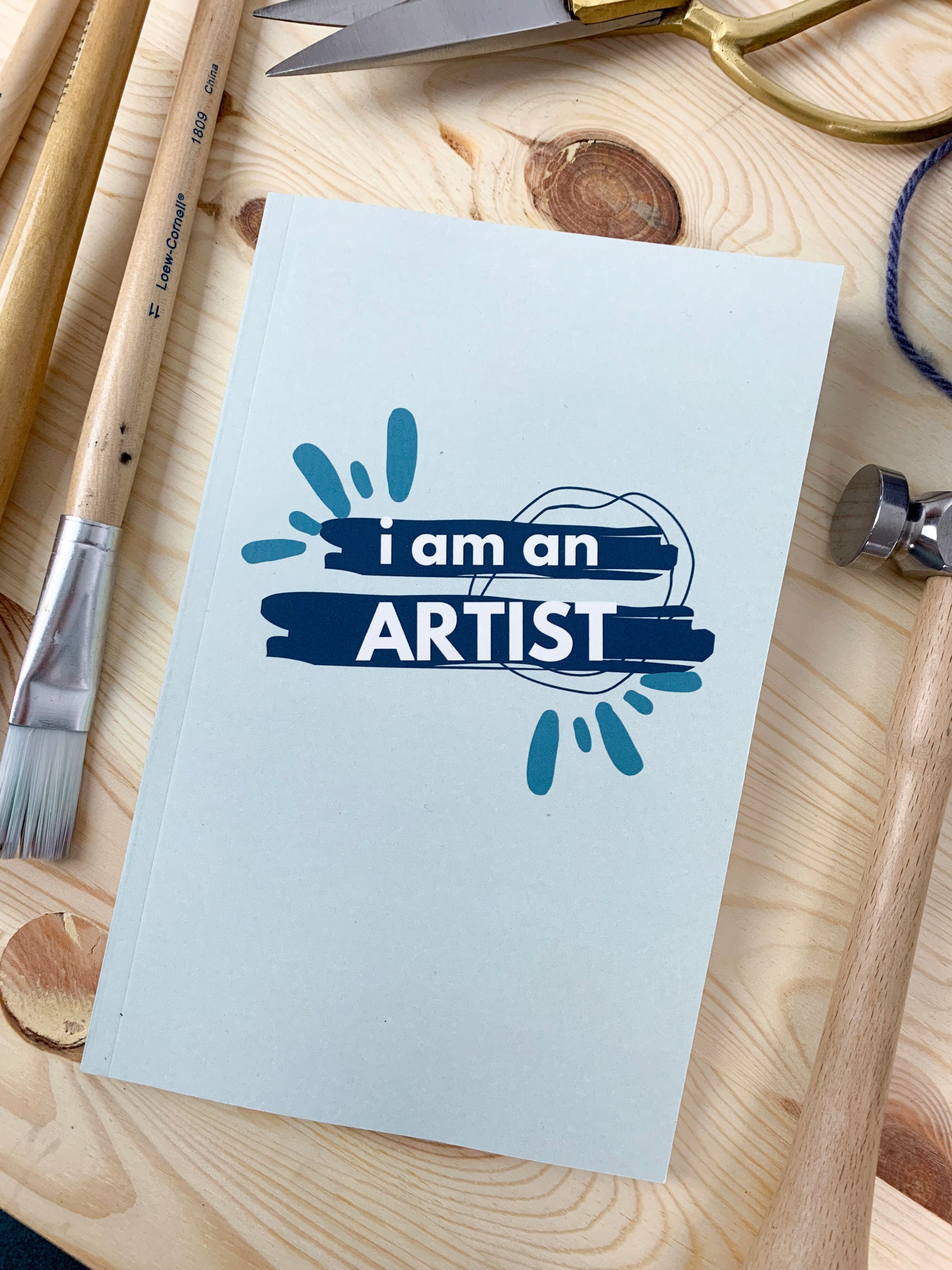 I am an artist large sketchbook in blue - megan auman