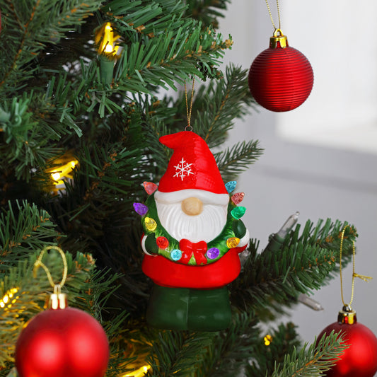 Mr. Christmas 10.75 inch Nostalgic Ceramic Lit Gnome Cookie Jar, Red