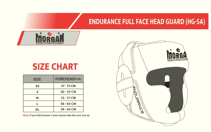 Sizing Chart - Morgan V2 Endurance Full Face Head Guard Sparring Protector Gear