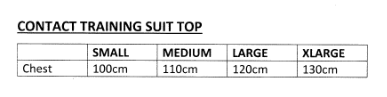 sizing chart for contact suit