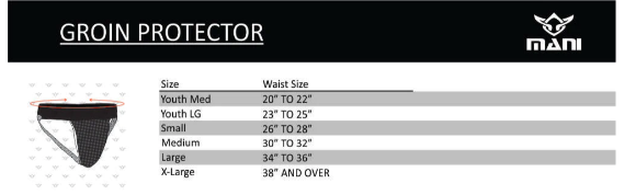 Mani Leather Groin Guard Sizing Chart