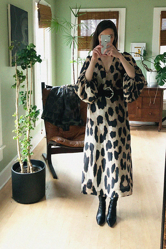 leopard puff sleeve dress