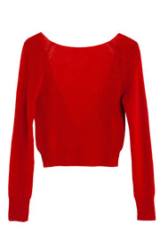Red V-Neck Raglan Sweater