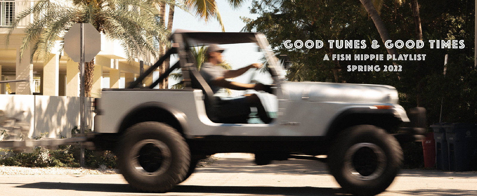 man driving in jeep at tropical location
