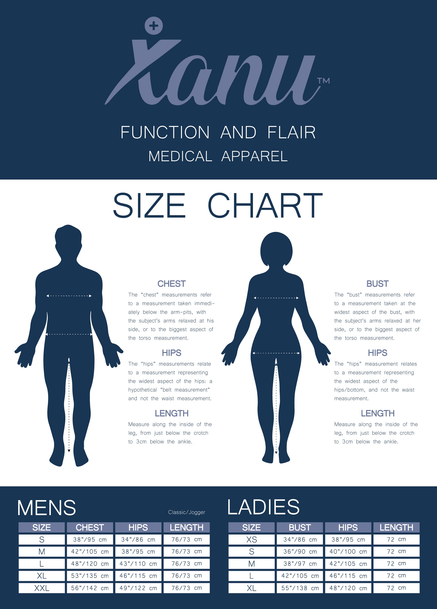 Xanu Size Chart