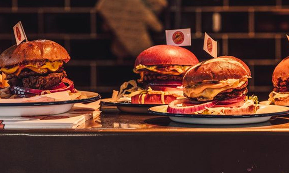 printed burger flags