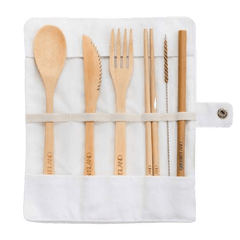 sustainable bamboo cutlery set.