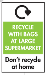 recycle with bags at large supermarkets symbol.