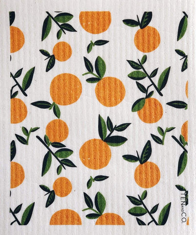 Ten & Co Compostable Sponge Cloth in Vintage Orange Pattern