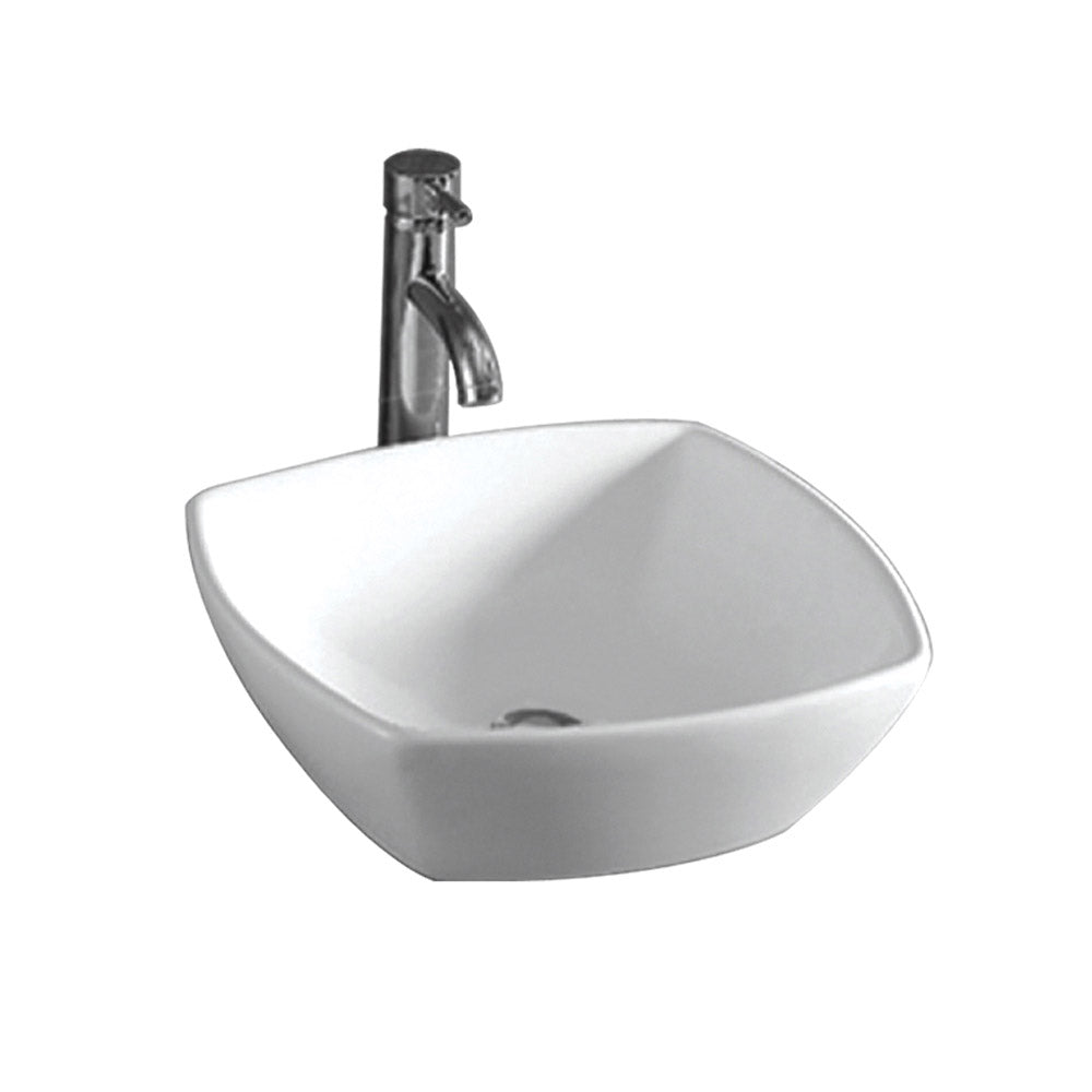 Whitehaus Whkn4019 White Ceramic Square Above Mount Bathroom Sink Basin