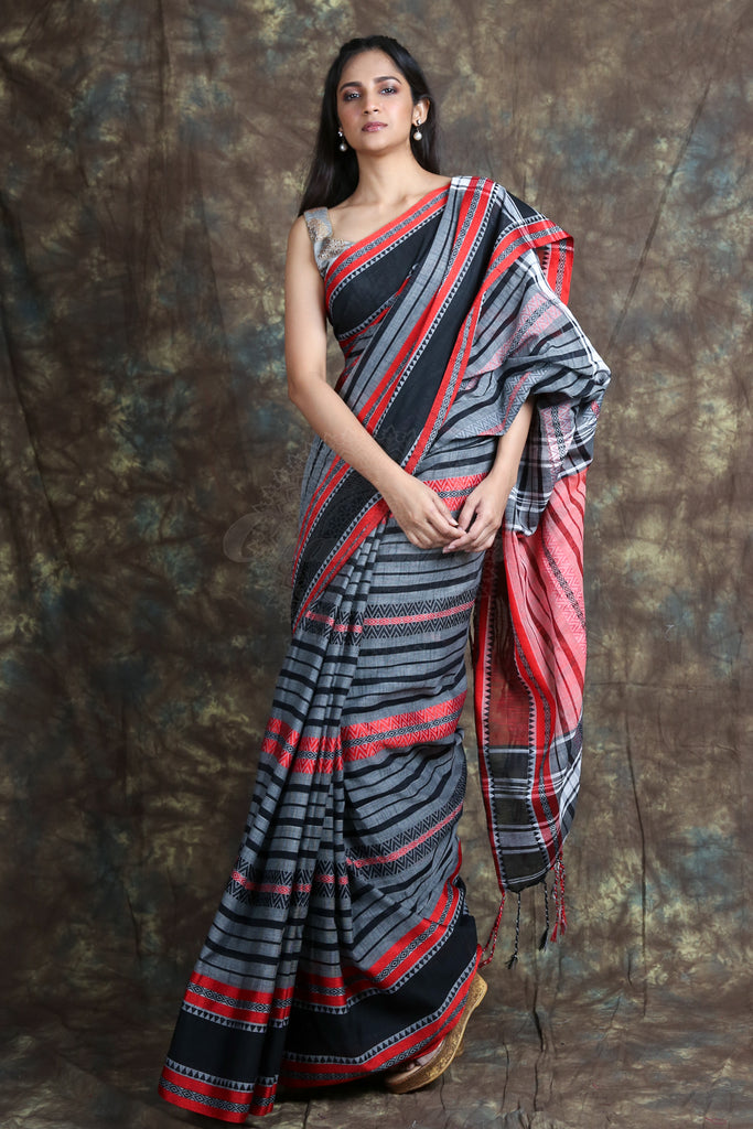 Buy govind handloom Solid/Plain Handloom Silk Blend Grey Sarees Online @  Best Price In India | Flipkart.com