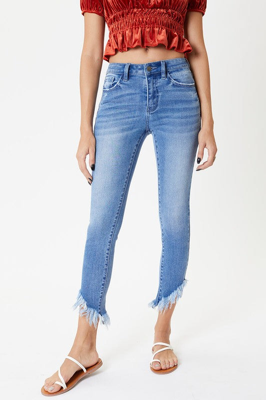 langsom Claire Blive gift Diagonal Cut Frayed Hem Jeans – Babe Threads