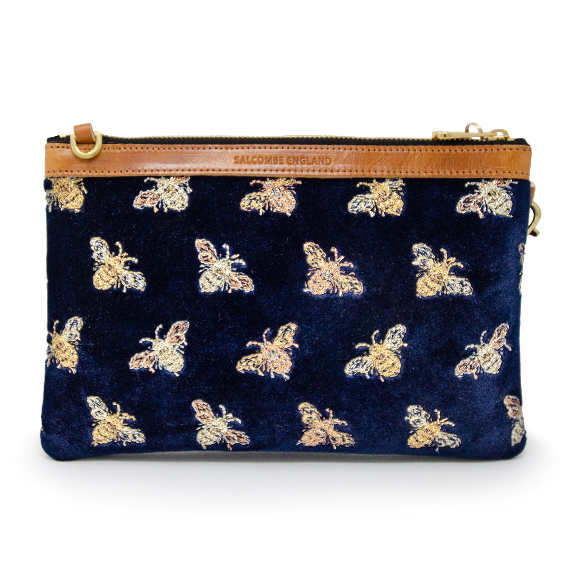 Diana Clutch - Classic Bees on Navy Velvet – Will Bees Bespoke