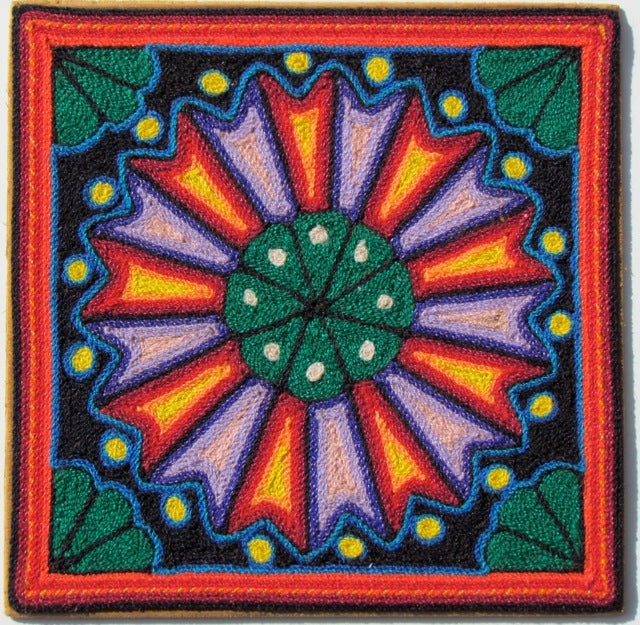 The Joydancer Store - Tepehuano Yarn Painting (Peyote Flower)