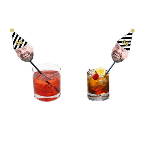 Drink stirrers with face and Party hat