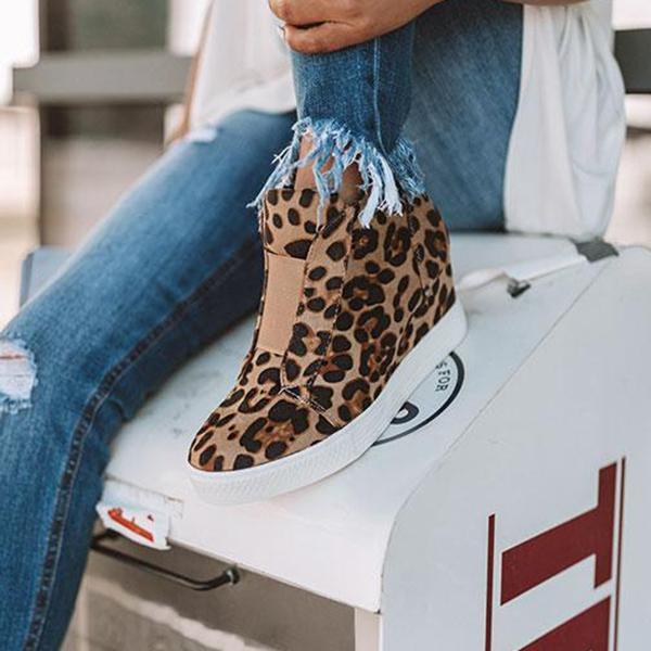 women's leopard wedge shoes