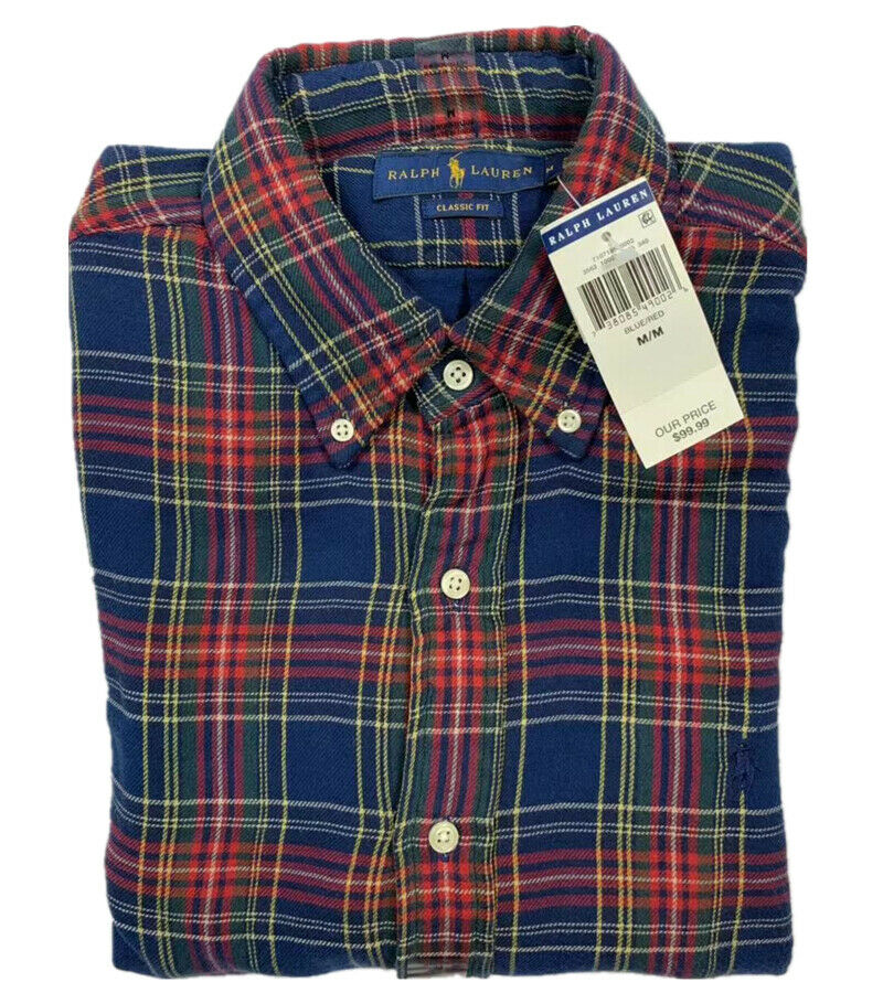 NWT Polo Ralph Lauren Mens Performance Flannel Wicking Stretch Button ...