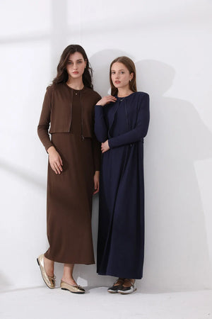 Woman cardigan Maxi Length long dress - SimpleCute Things