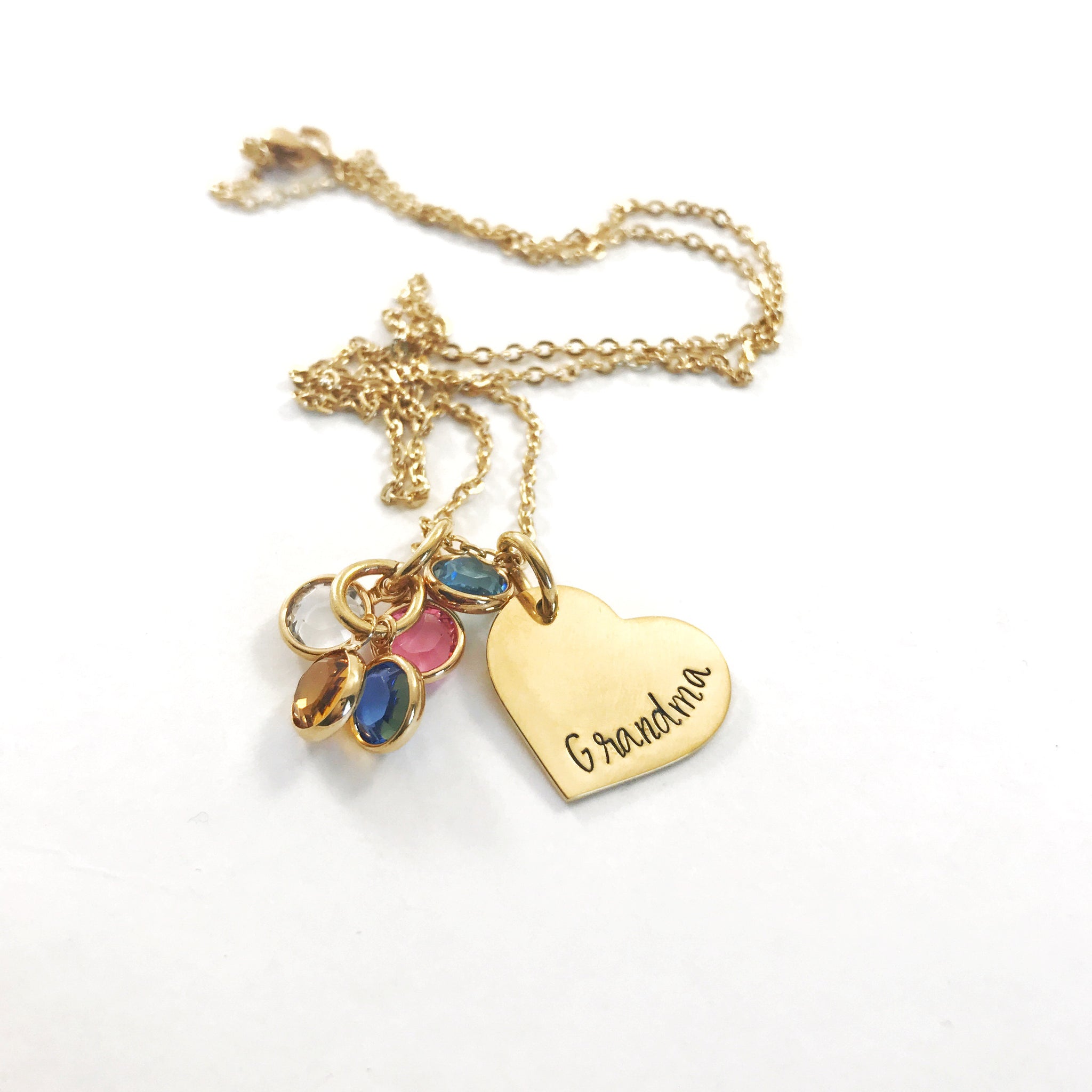 heart birthstone necklace for grandma