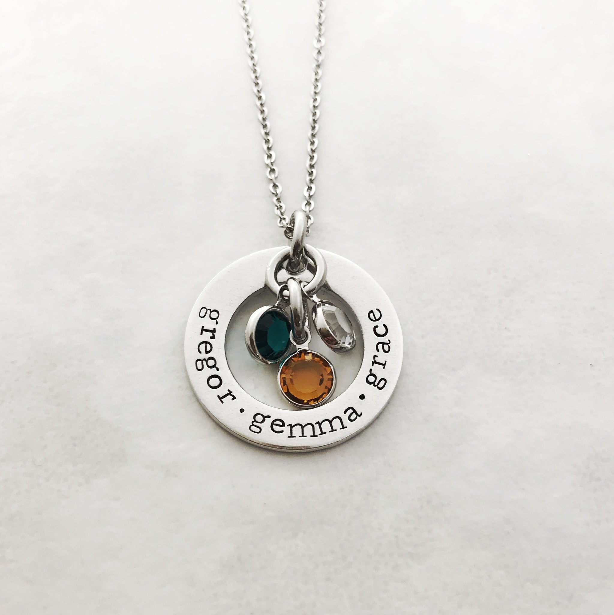 birthstone name necklace for mom