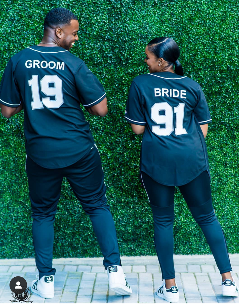 bride and groom baseball jerseys