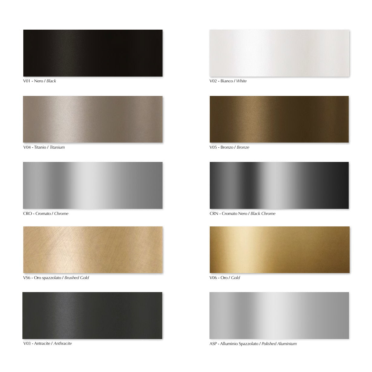 H Collection Metal Finishes samples