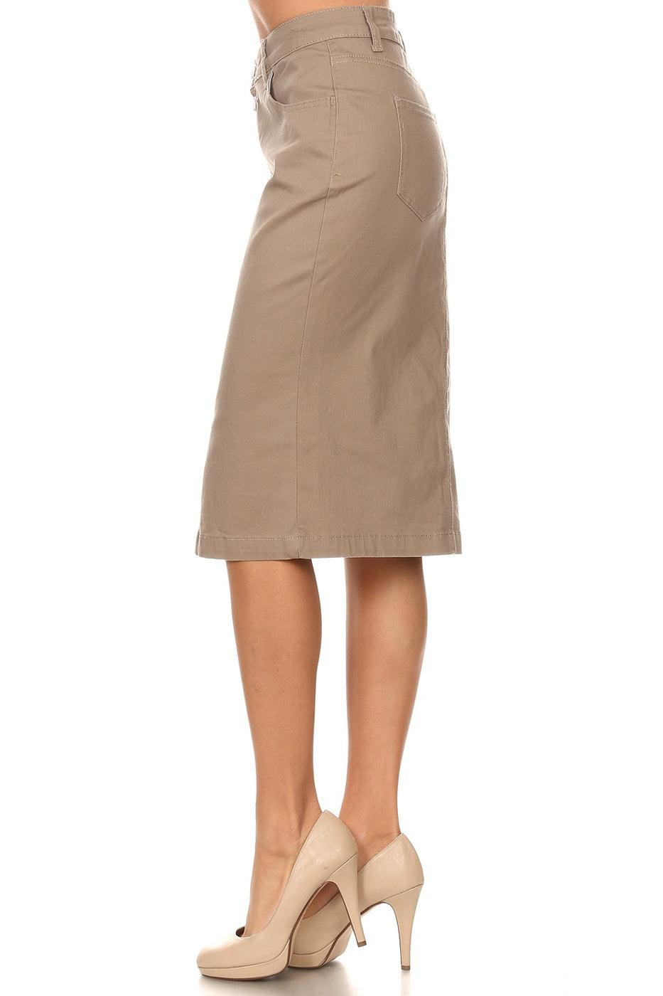 khaki jean skirt