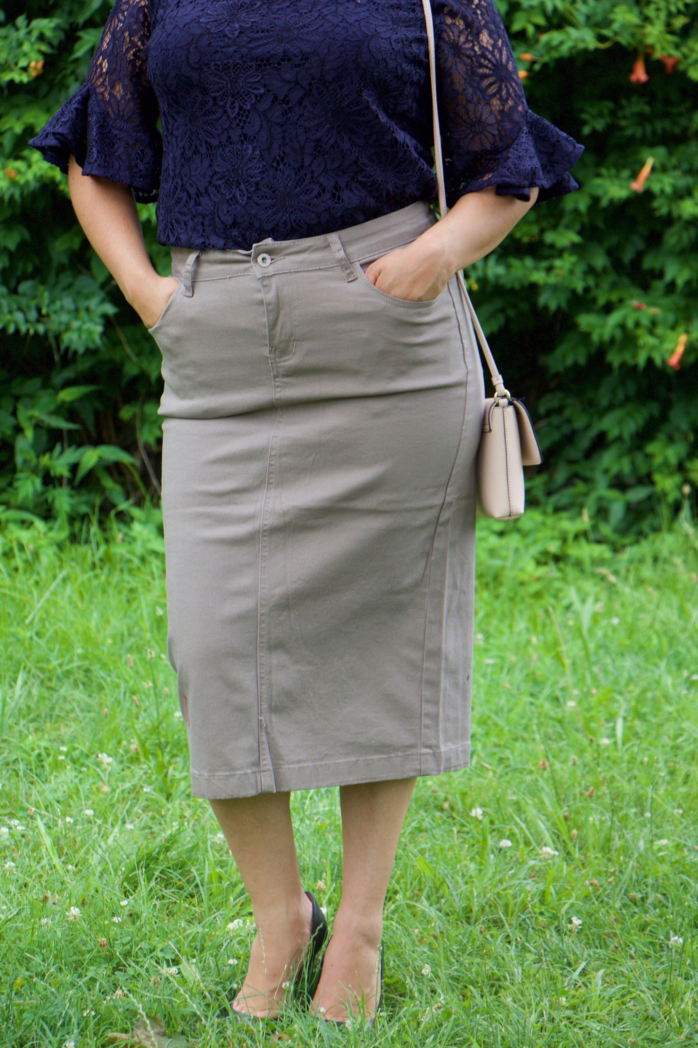 beige khaki skirt