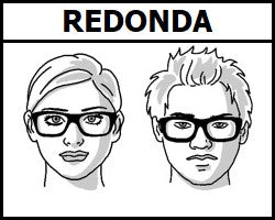 Forma de lentes ópticos recomendados para hombre y mujer con cara redonda o rostro redondo según tipo de rostro o cara