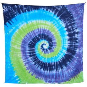 Blue Green Spiral Tie Dye Tapestry - Hippie Shop