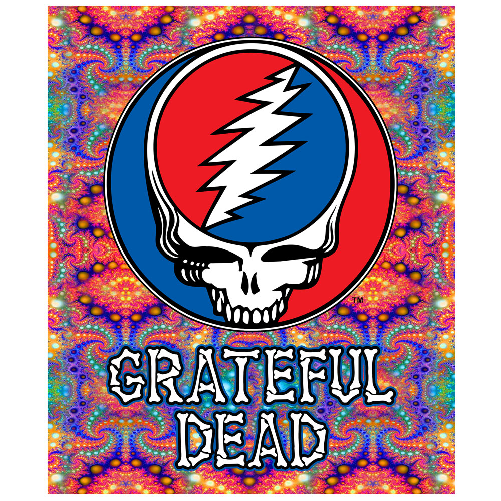 Grateful Dead Steal Your Face Fractal Fleece Blanket Hippie Shop