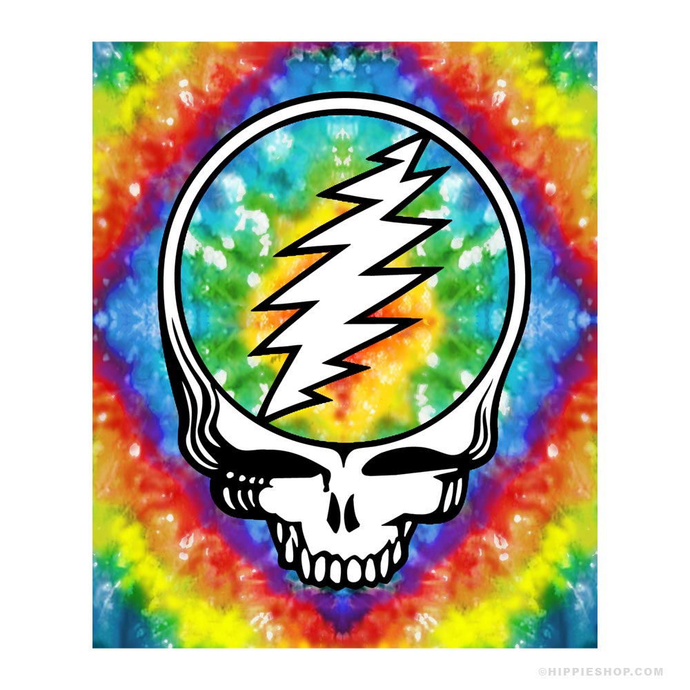 Grateful Dead Steal Your Face Tie Dye Fleece Blanket Hippie Shop