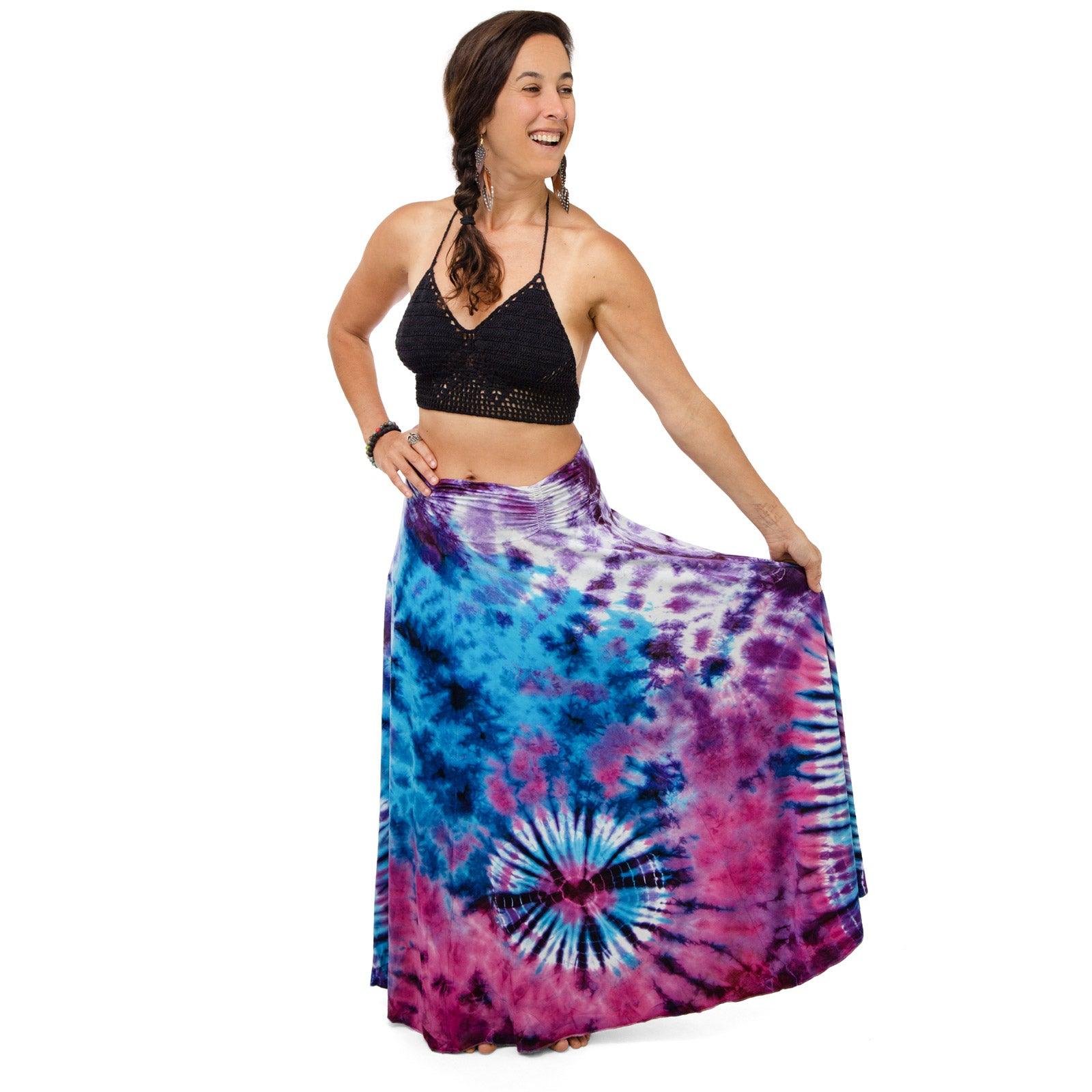 tie dye maxi skirt