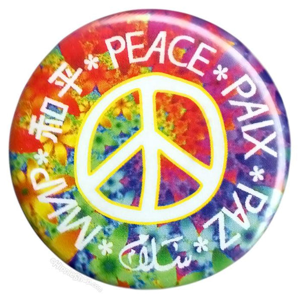 Peace & Love Peace Sign Tie Dye Positive Vibes Inspirational Button for  Backpacks, Jackets, Hats, or Fridge Magnet Round 1.5 Inches