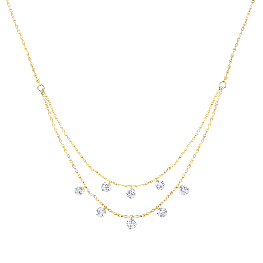 Diamonds by Yard Floating Necklace 3 Bezel Diamond Station Layering Necklace  | eBay