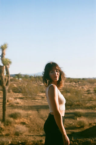Ellie, founder of Ella Roe Jewelry, at Joshua Tree National Park