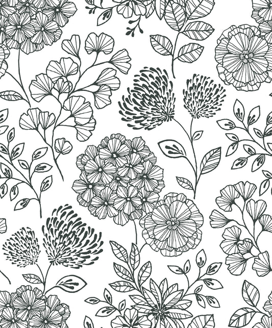 2861-87518 Umbra Charcoal Floral Wallpaper