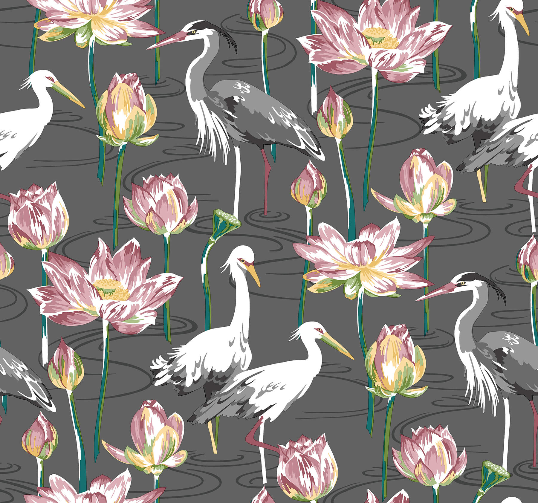 Japanese White Heron Wallpaper Graceful Serenity on a Lilac Background,  Lilac Pastel Chinoiserie Wall Art, Cute Purple Herons Wallpaper - Etsy