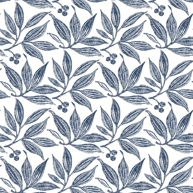 Simply Farmhouse Chokeberry Block Print Wallpaper - Navy & White – US