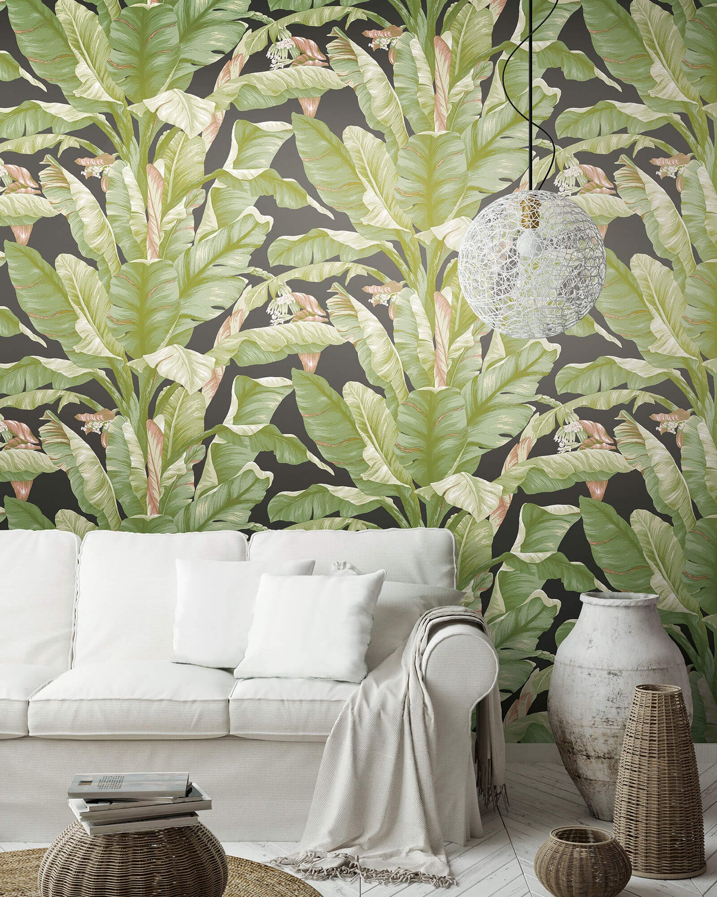 Banana Leaf Peel & Stick Wallpaper - Black & Green – US Wall Decor