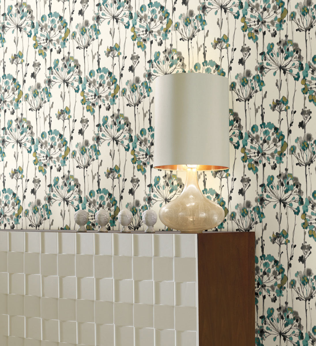 Teal Art Deco Wallpaper  Peel and Stick  The Wallberry