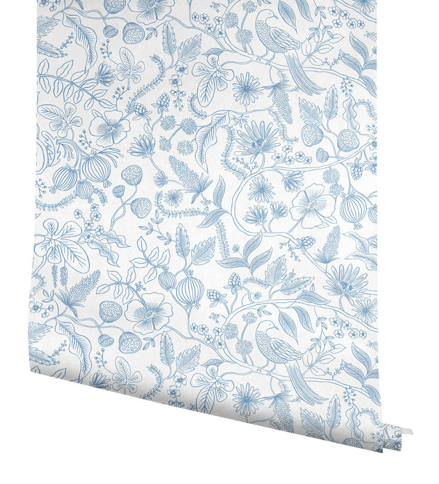 Rifle Paper Co. Aviary Peel & Stick Wallpaper - Blue & Cream – US Wall