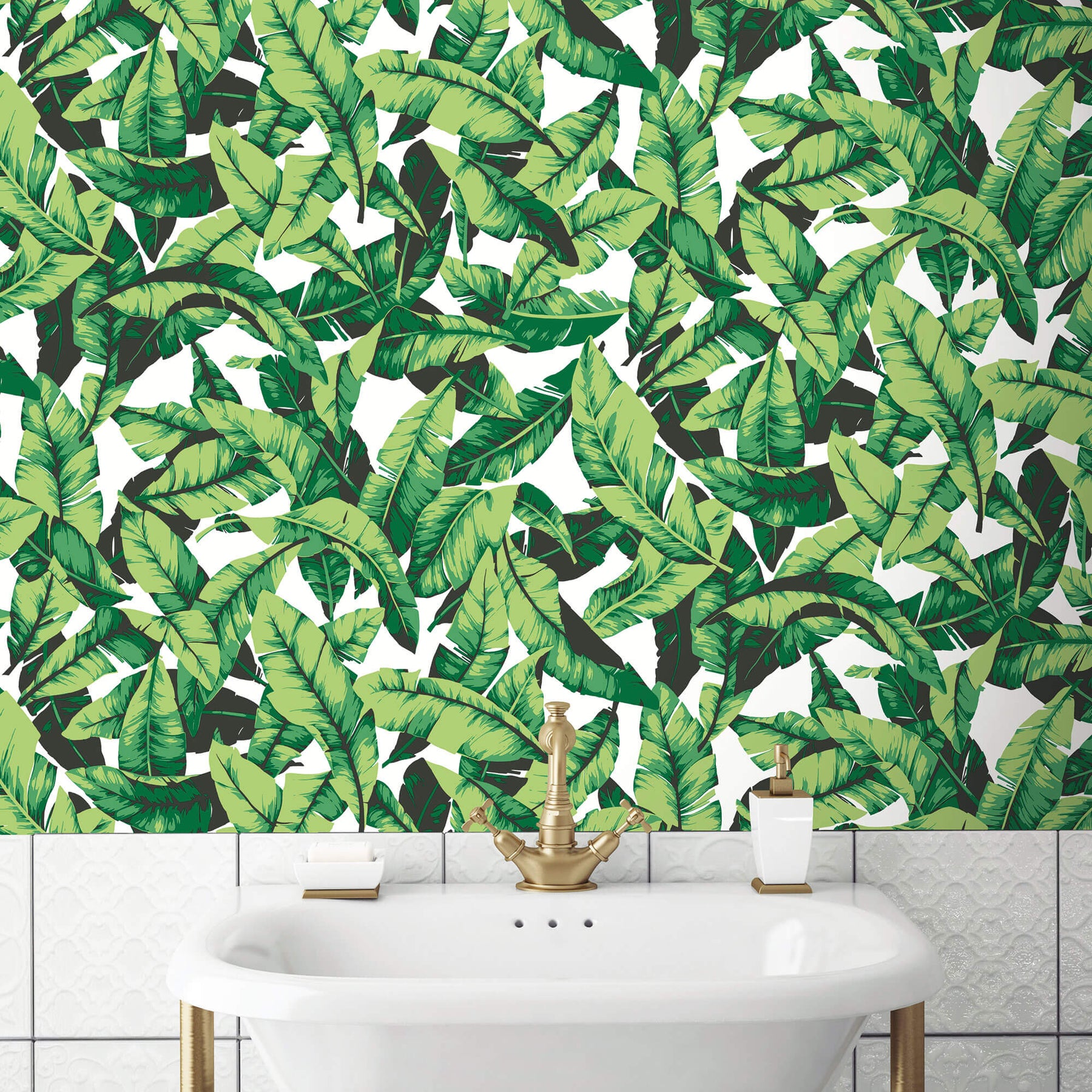 Palm Leaves Peel and Stick Wallpaper - Green – US Wall Decor