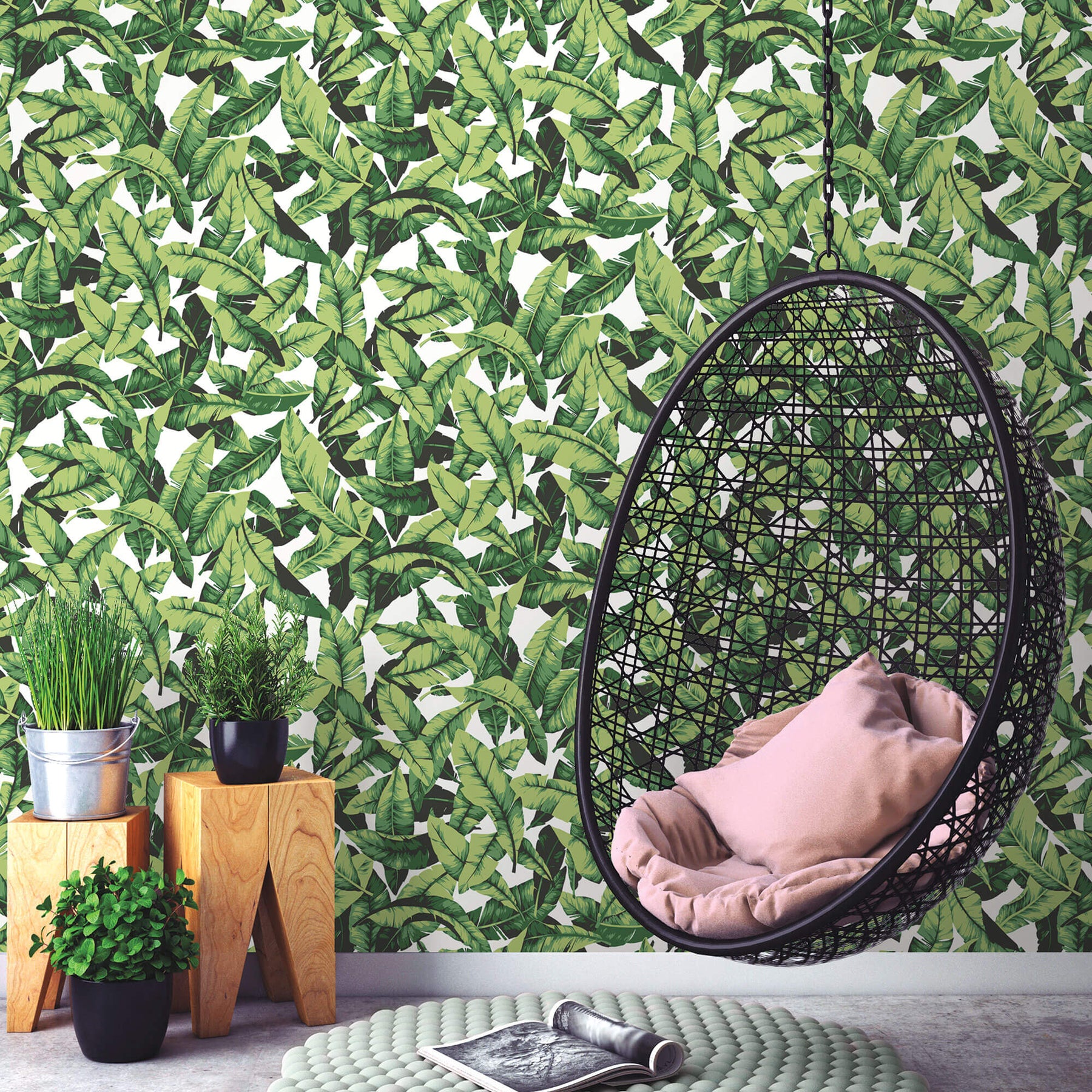 Palm Leaves Peel and Stick Wallpaper - Green – US Wall Decor