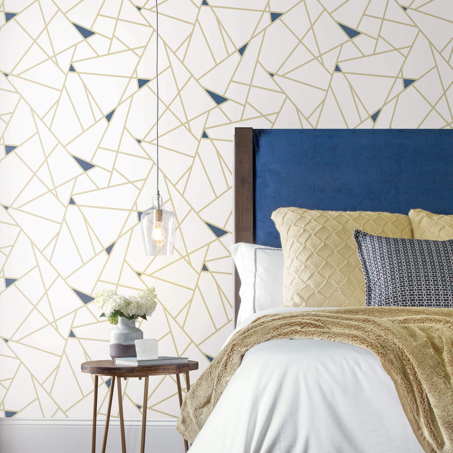 Fracture Geometric Peel and Stick Wallpaper Gold US