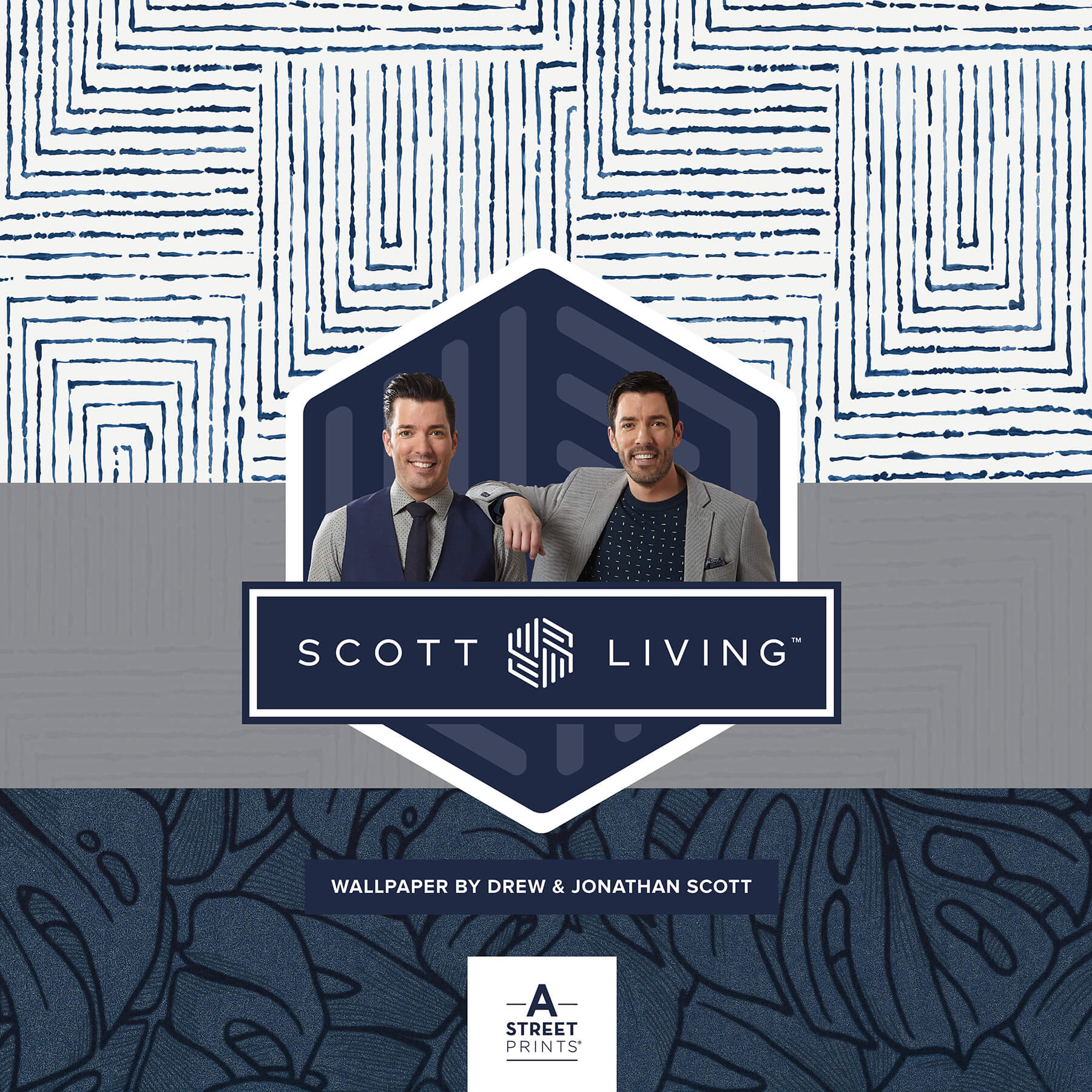 マリナボーダー Scott Living 2964-25927 Westport Coffee Geometric Wallpaper並行輸入 