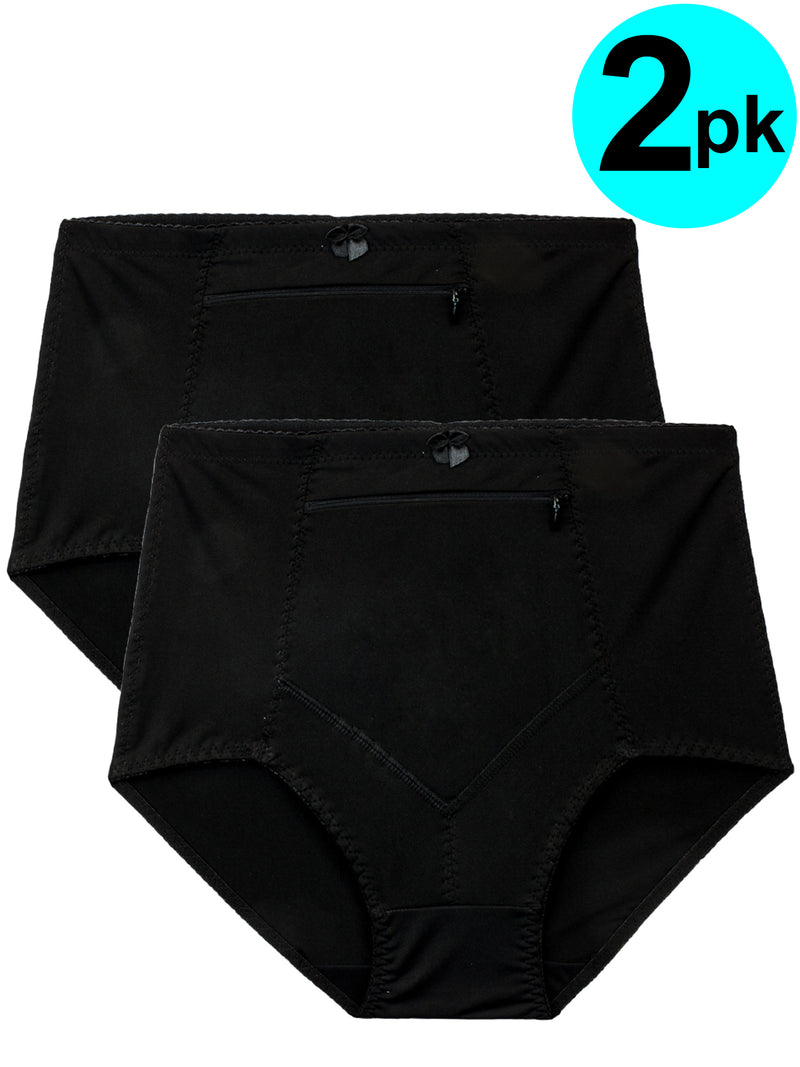 2 Pack bonded boyleg panties black & natural - WOMEN's Panties