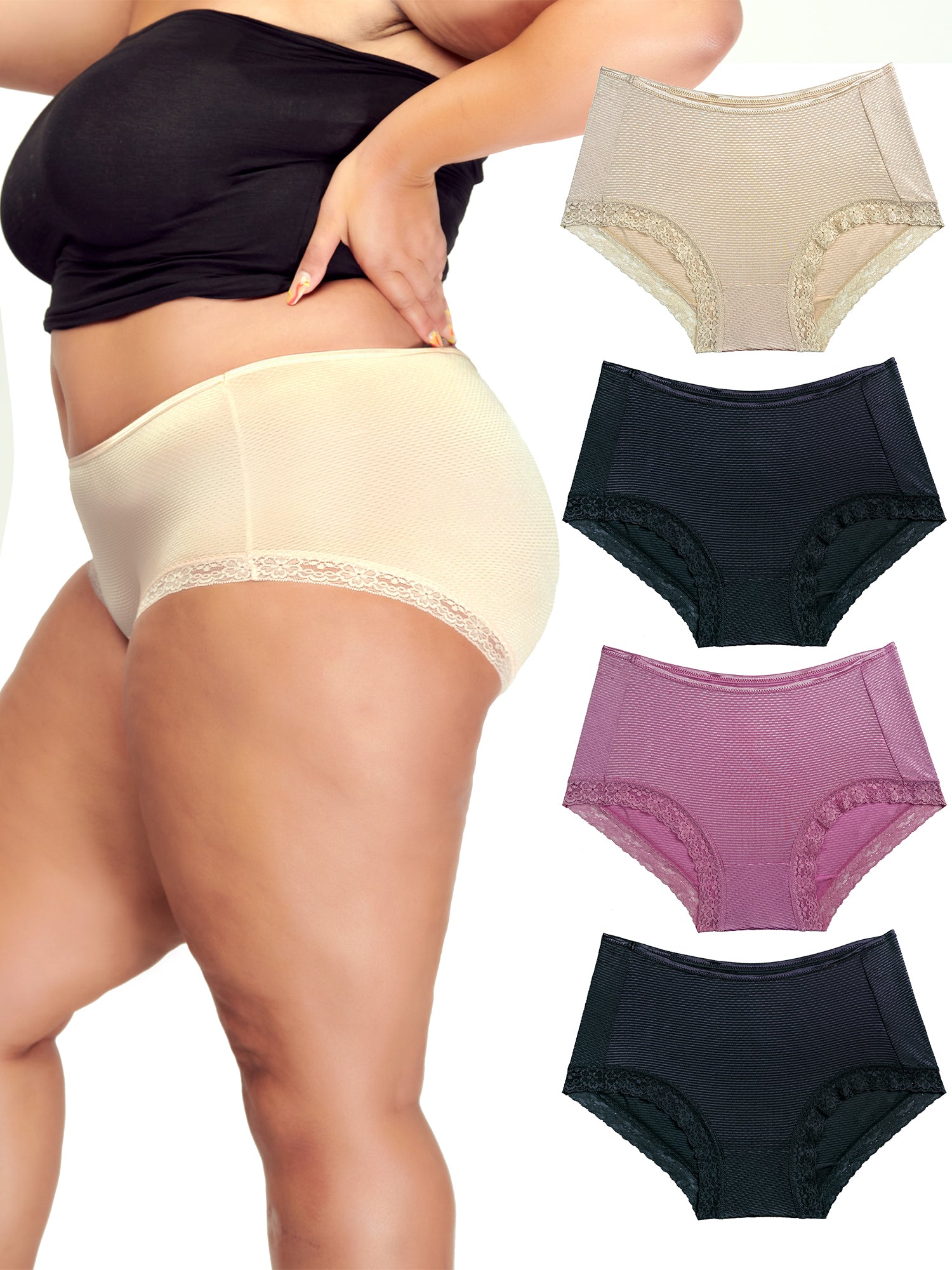 Women's Panties Microfiber Silicone Edge Hipsters XS-3X Plus Size