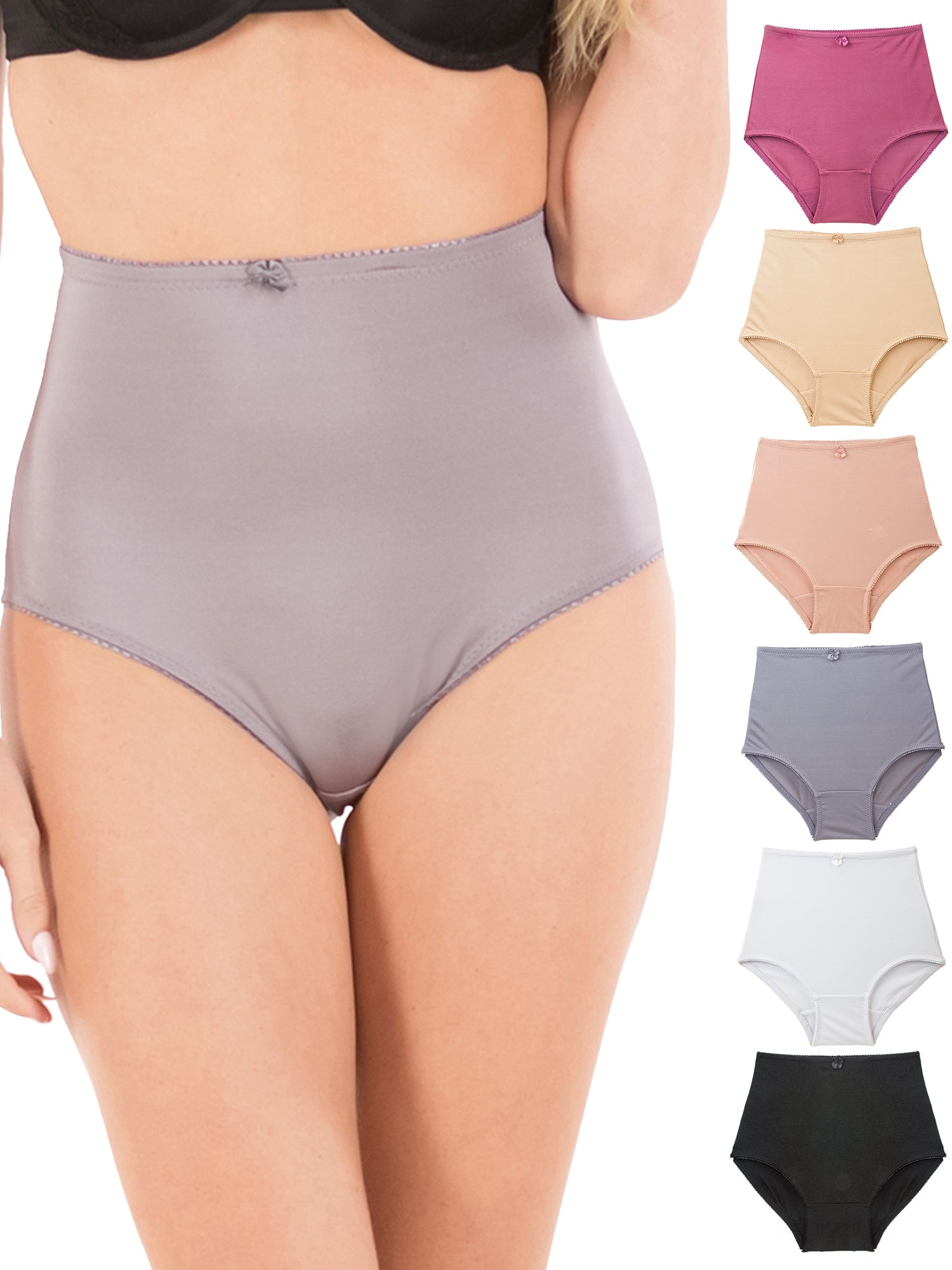 6 Pk Slimming High Waist Tummy Control Solid Color Briefs Panties