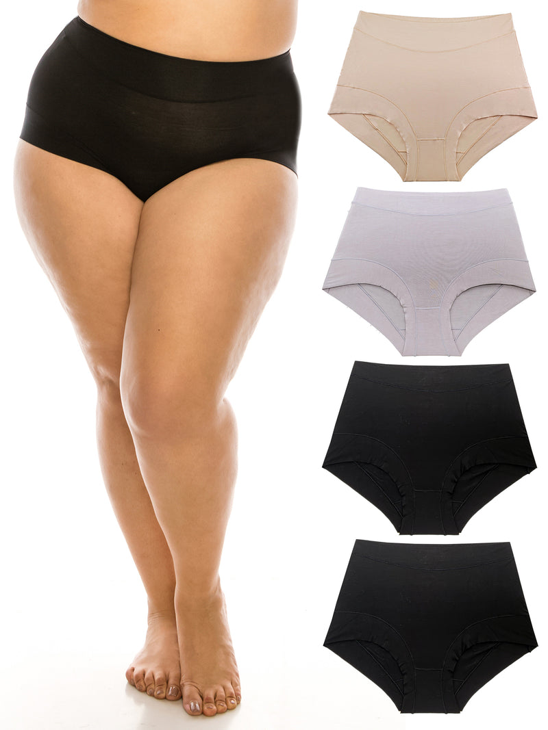 SHAPERX Women Comfortable Cotton Underwear Plus Size Pack of 4 Cotton &  Spandex Stretchable Plus Szie